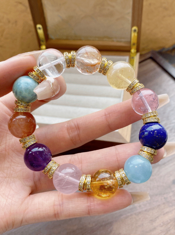 Multi-Stone Crystal Bracelet Set for Energy Balance - Image 2