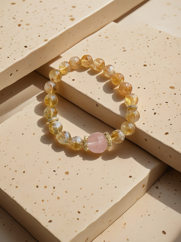 Citrine Rose Quartz Bracelet – Fire & Earth Energy