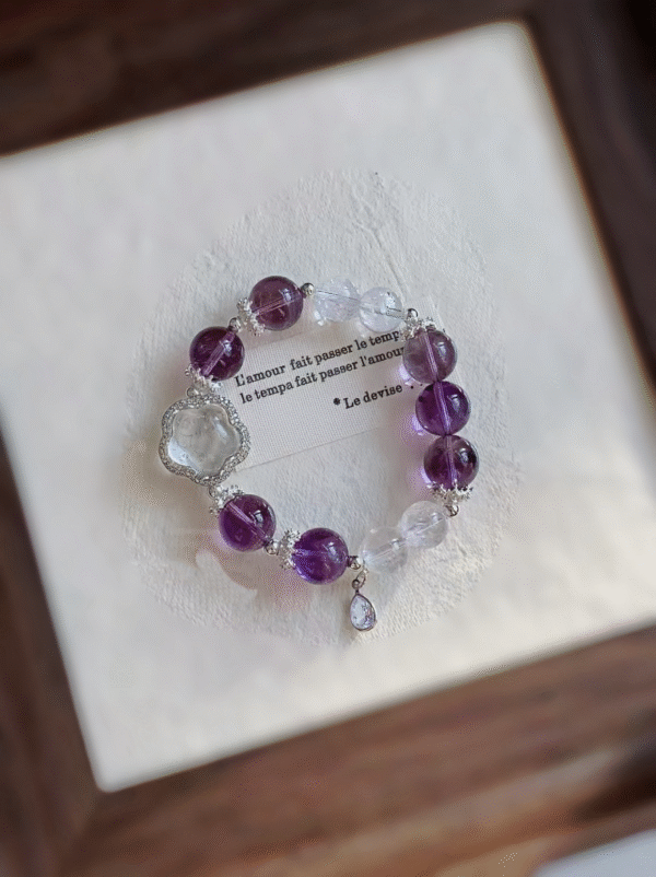 Amethyst Clear Quartz Bracelet – Fire & Metal Energy Balance - Image 4