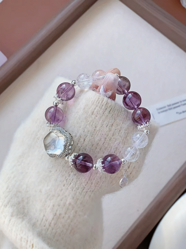 Amethyst Clear Quartz Bracelet – Fire & Metal Energy Balance - Image 3
