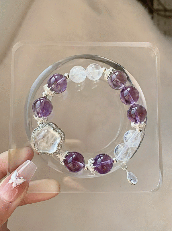 Amethyst Clear Quartz Bracelet – Fire & Metal Energy Balance - Image 2