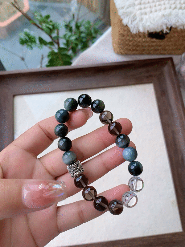 Hawk’s Eye Smoky Quartz Crystal Bracelet – Energy Grounding - Image 2